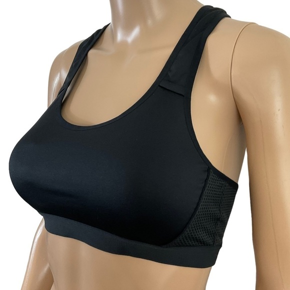 Reebok Support Black Athletic Mesh Back Racerback Bra size Medium - Picture 5 of 8